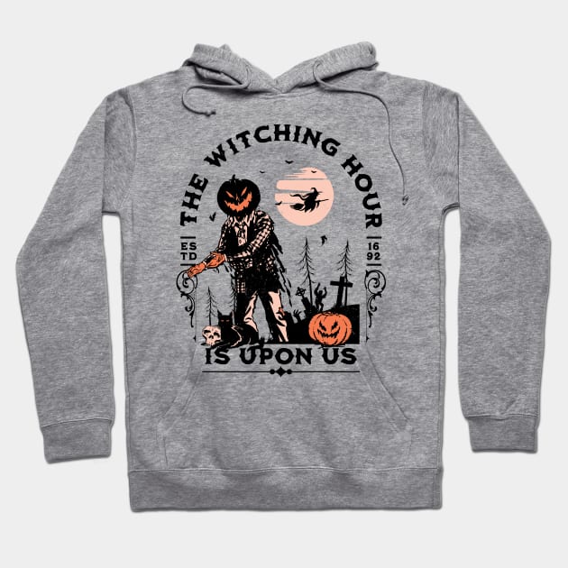 The Witching Hour is Upon Us - Halloween Jack-O-Lantern Hoodie by OrangeMonkeyArt